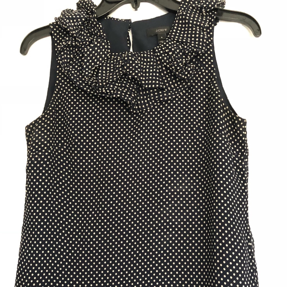 J Crew Navy Blue Polka Dot Sleeveless Blouse